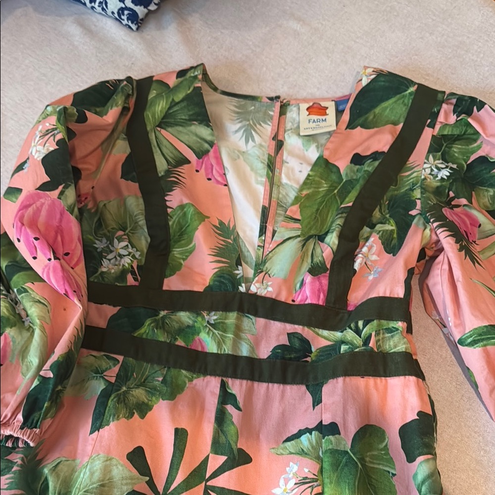 FARM Rio Pink and Green Tropical Dress